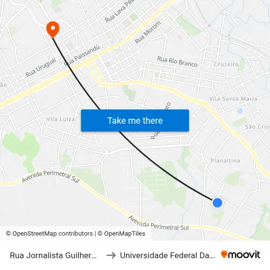 Rua Jornalista Guilherme Bor, 1-107 to Universidade Federal Da Fronteira Sul map