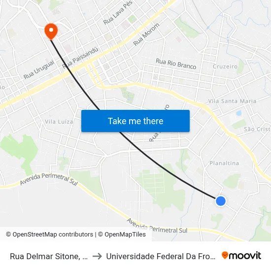 Rua Delmar Sitone, 73-149 to Universidade Federal Da Fronteira Sul map