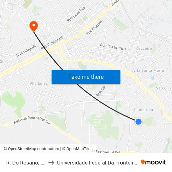 R. Do Rosário, 359 to Universidade Federal Da Fronteira Sul map