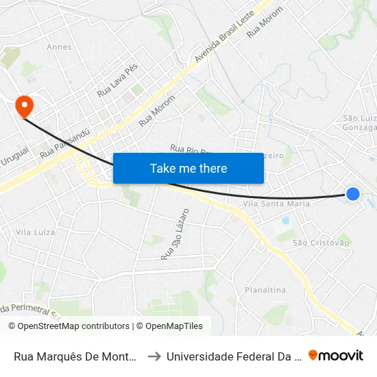Rua Marquês De Monte Alegre, 481 to Universidade Federal Da Fronteira Sul map