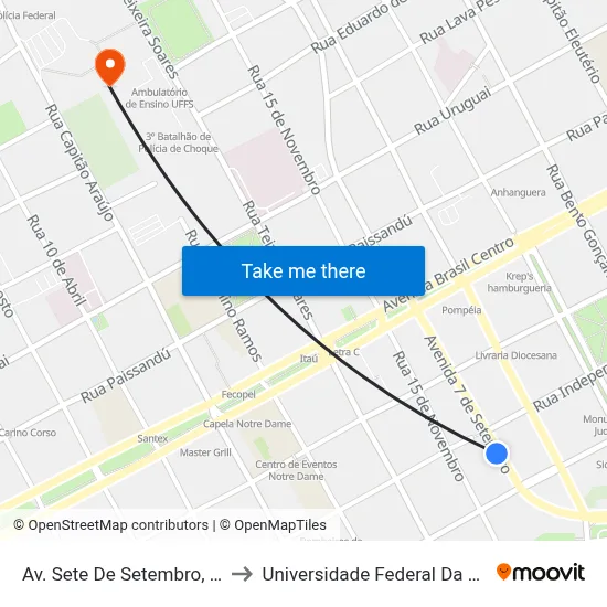 Av. Sete De Setembro, 4052-4160 to Universidade Federal Da Fronteira Sul map