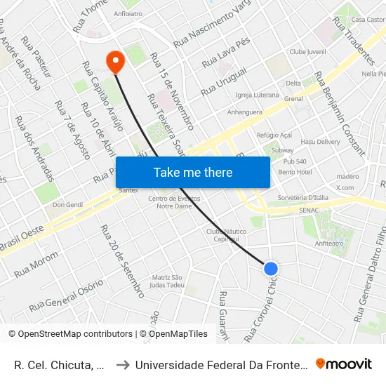 R. Cel. Chicuta, 1075 to Universidade Federal Da Fronteira Sul map