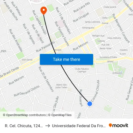 R. Cel. Chicuta, 1240-1350 to Universidade Federal Da Fronteira Sul map