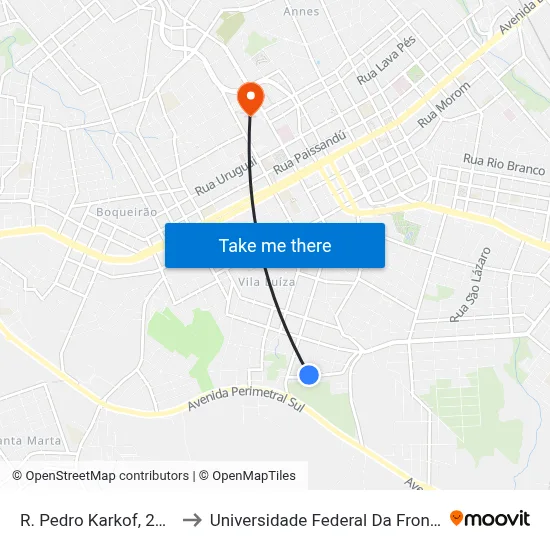R. Pedro Karkof, 236-298 to Universidade Federal Da Fronteira Sul map