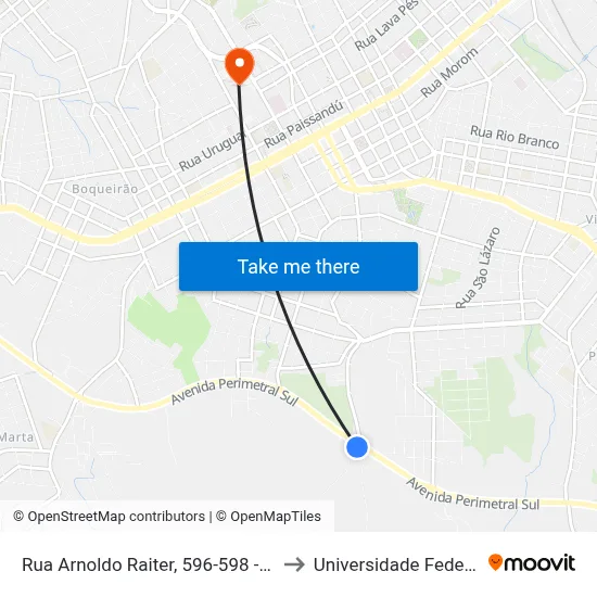 Rua Arnoldo Raiter, 596-598 - Cemitério Jardim Da Colina to Universidade Federal Da Fronteira Sul map