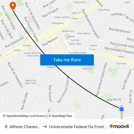 R. Alfredo Chaves, 389 to Universidade Federal Da Fronteira Sul map