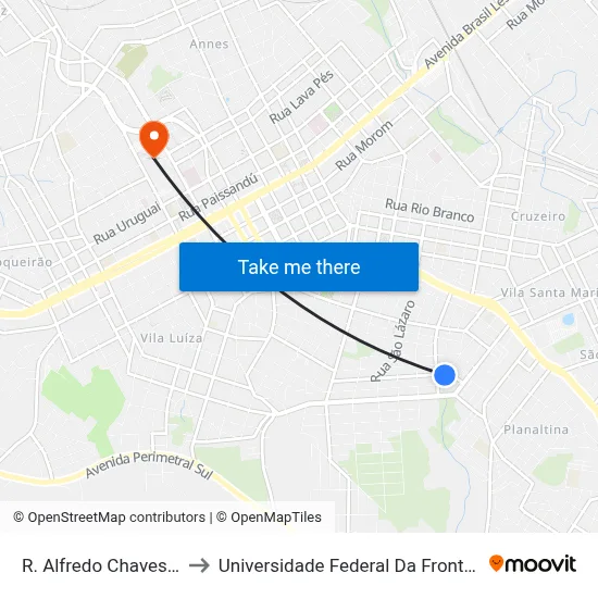 R. Alfredo Chaves, 852 to Universidade Federal Da Fronteira Sul map