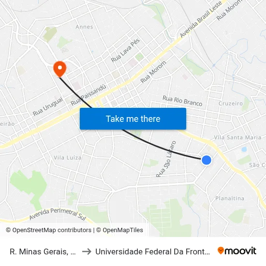 R. Minas Gerais, 1962 to Universidade Federal Da Fronteira Sul map