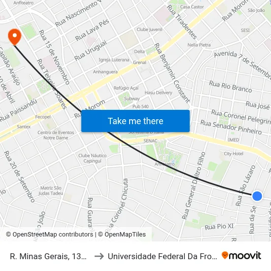 R. Minas Gerais, 1369-1407 to Universidade Federal Da Fronteira Sul map