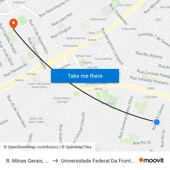 R. Minas Gerais, 1220 to Universidade Federal Da Fronteira Sul map