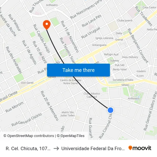 R. Cel. Chicuta, 1074-1128 to Universidade Federal Da Fronteira Sul map