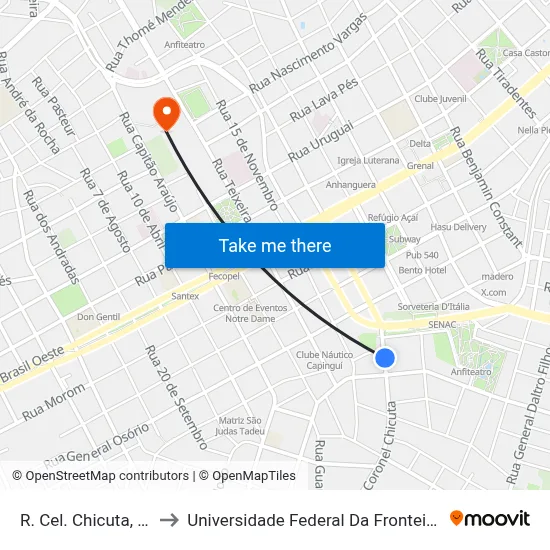 R. Cel. Chicuta, 888 to Universidade Federal Da Fronteira Sul map