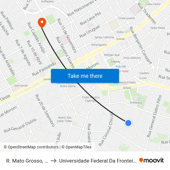 R. Mato Grosso, 396 to Universidade Federal Da Fronteira Sul map