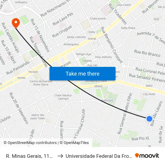 R. Minas Gerais, 1121-1225 to Universidade Federal Da Fronteira Sul map