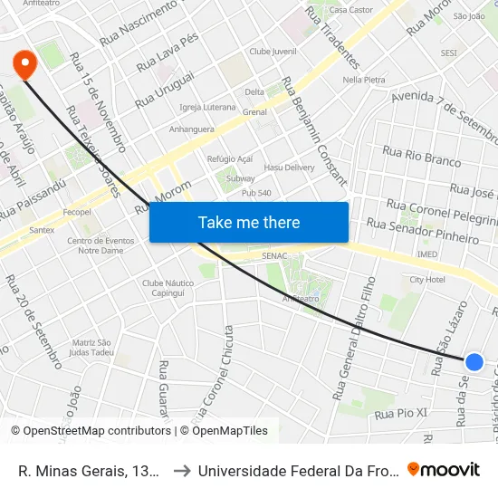 R. Minas Gerais, 1370-1408 to Universidade Federal Da Fronteira Sul map