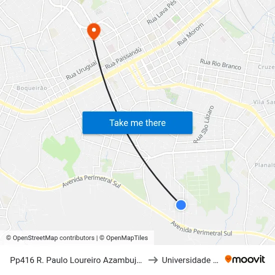 Pp416 R. Paulo Loureiro Azambuja, 386-462 - Vila Lucas Araujo(Em Frente Casa 328) to Universidade Federal Da Fronteira Sul map