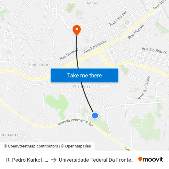 R. Pedro Karkof, 271 to Universidade Federal Da Fronteira Sul map