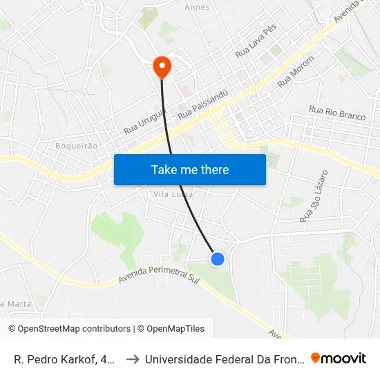 R. Pedro Karkof, 467-499 to Universidade Federal Da Fronteira Sul map