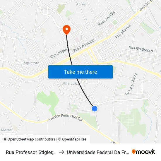 Rua Professor Stigler, 179-243 to Universidade Federal Da Fronteira Sul map