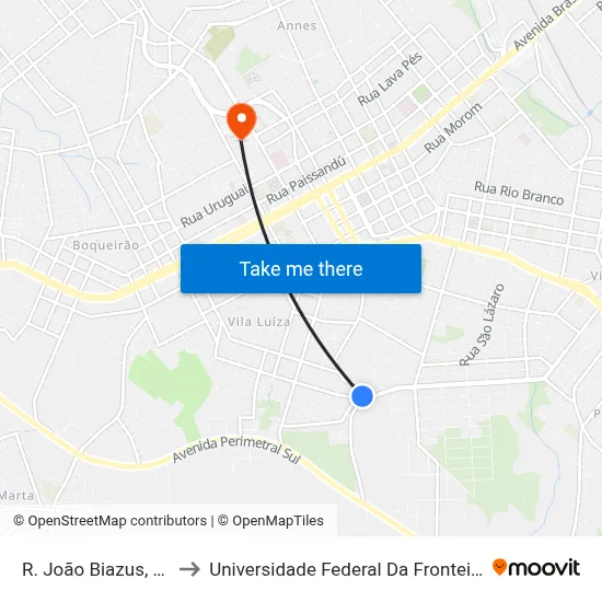 R. João Biazus, 1-33 to Universidade Federal Da Fronteira Sul map