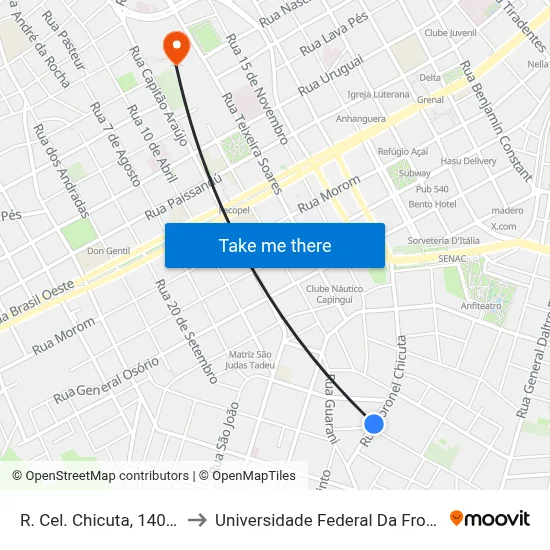 R. Cel. Chicuta, 1406-1452 to Universidade Federal Da Fronteira Sul map