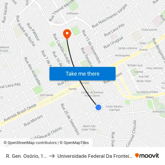 R. Gen. Osório, 1748 to Universidade Federal Da Fronteira Sul map