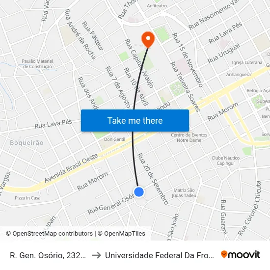 R. Gen. Osório, 2322-2350 to Universidade Federal Da Fronteira Sul map