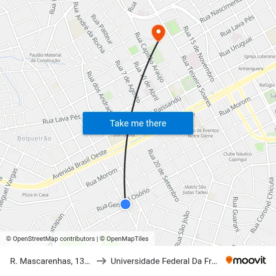 R. Mascarenhas, 1352-1414 to Universidade Federal Da Fronteira Sul map