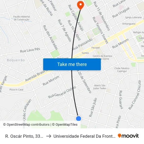 R. Oscár Pinto, 338-400 to Universidade Federal Da Fronteira Sul map