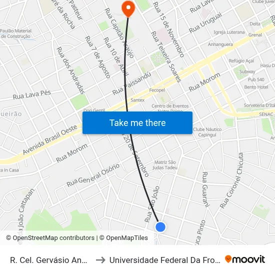 R. Cel. Gervásio Annes, 437 to Universidade Federal Da Fronteira Sul map