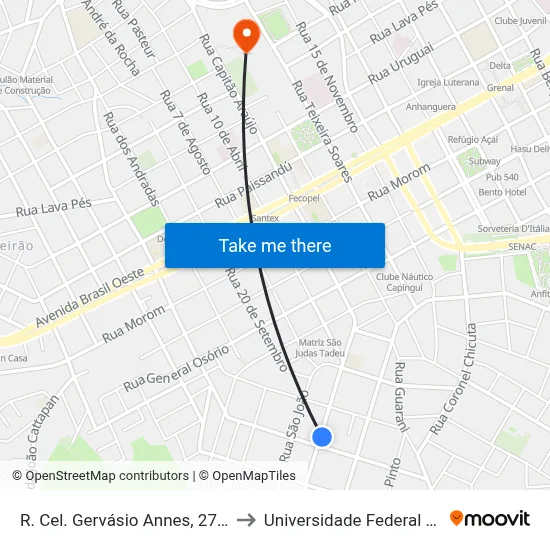 R. Cel. Gervásio Annes, 277 - Cais Vila Luíza to Universidade Federal Da Fronteira Sul map
