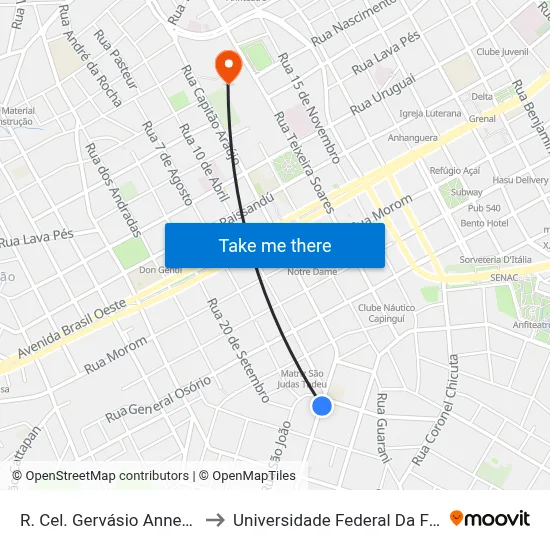 R. Cel. Gervásio Annes, 221-393 to Universidade Federal Da Fronteira Sul map