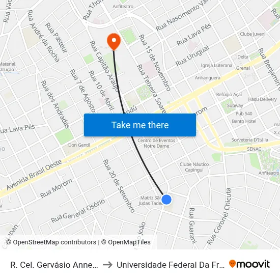 R. Cel. Gervásio Annes, 47-193 to Universidade Federal Da Fronteira Sul map