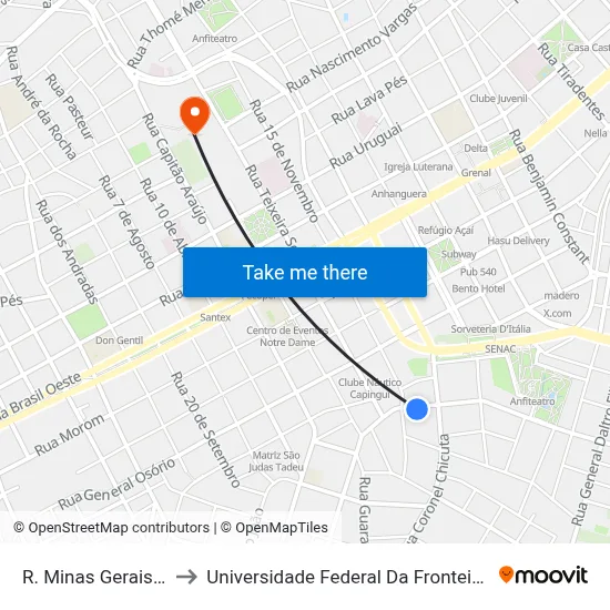 R. Minas Gerais, 84 to Universidade Federal Da Fronteira Sul map