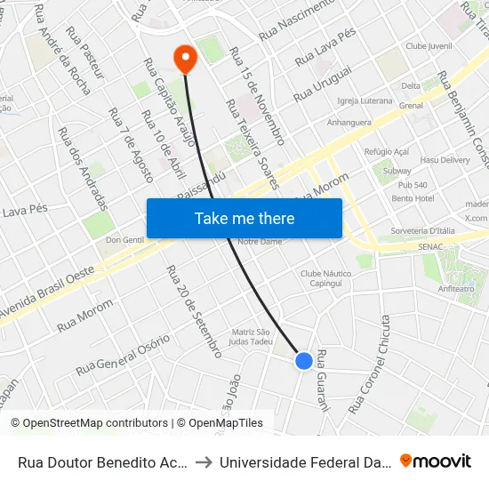 Rua Doutor Benedito Acauã, 288-458 to Universidade Federal Da Fronteira Sul map