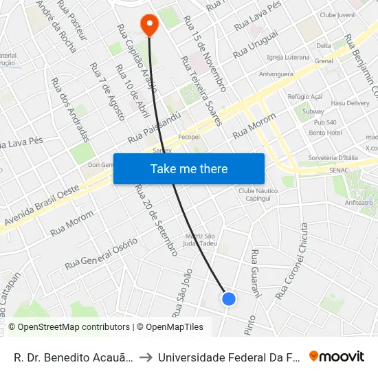 R. Dr. Benedito Acauã, 630-806 to Universidade Federal Da Fronteira Sul map