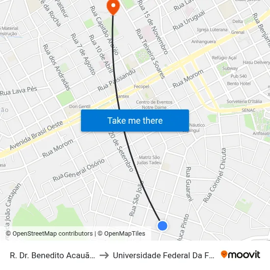 R. Dr. Benedito Acauã, 808-974 to Universidade Federal Da Fronteira Sul map