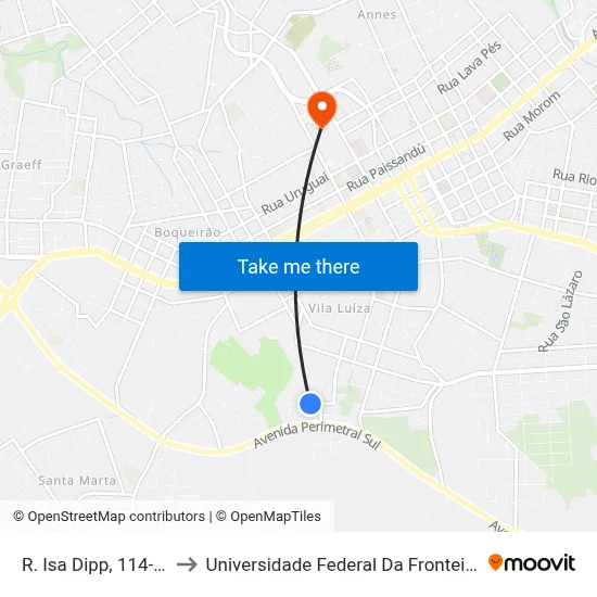 R. Isa Dipp, 114-226 to Universidade Federal Da Fronteira Sul map
