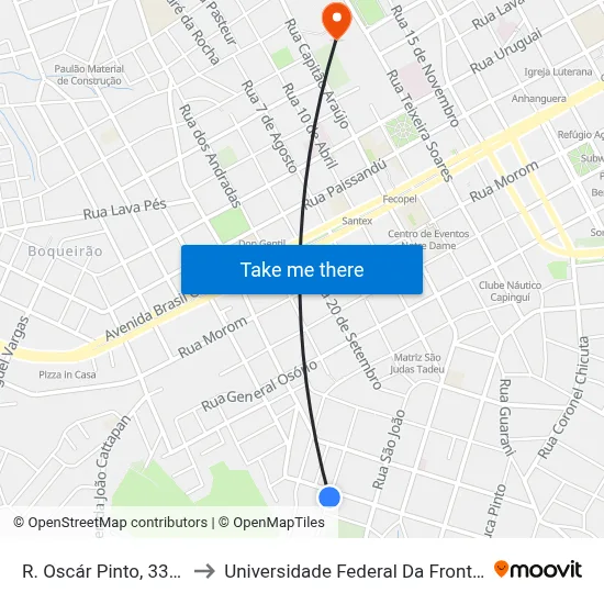 R. Oscár Pinto, 338-400 to Universidade Federal Da Fronteira Sul map