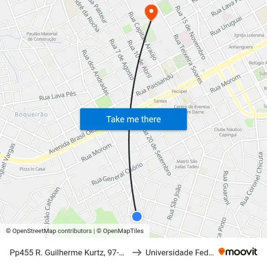 Pp455 R. Guilherme Kurtz, 97-99 - Vila Luiza(Em Frente Casa 87) to Universidade Federal Da Fronteira Sul map