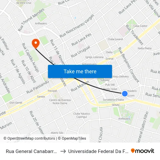 Rua General Canabarro, 696-828 to Universidade Federal Da Fronteira Sul map