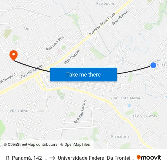 R. Panamá, 142-324 to Universidade Federal Da Fronteira Sul map