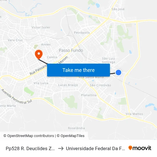 Pp528 R. Deuclides Zamanschi to Universidade Federal Da Fronteira Sul map