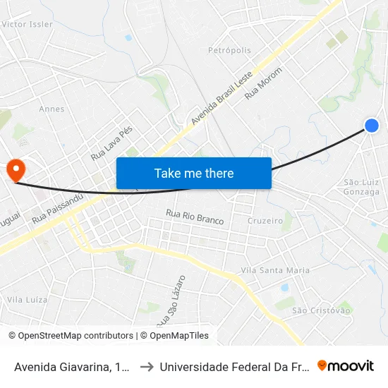 Avenida Giavarina, 1016-1080 to Universidade Federal Da Fronteira Sul map