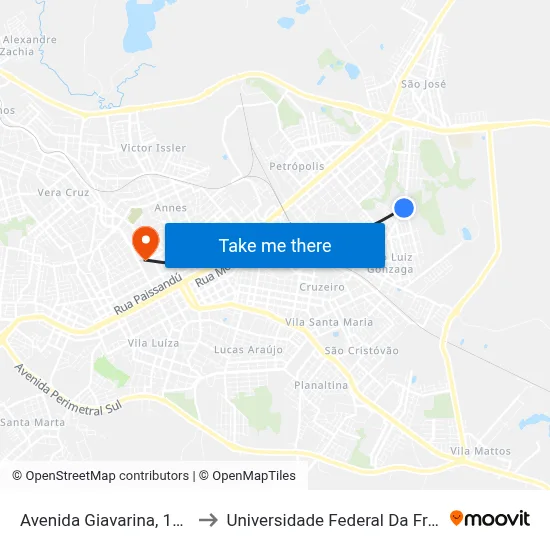 Avenida Giavarina, 1266-1334 to Universidade Federal Da Fronteira Sul map