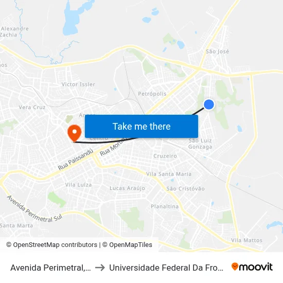 Avenida Perimetral, 1-139 to Universidade Federal Da Fronteira Sul map