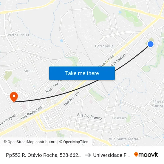 Pp552 R. Otávio Rocha, 528-662 - Vila Petropolis(Antiga Capela Mortuária) to Universidade Federal Da Fronteira Sul map