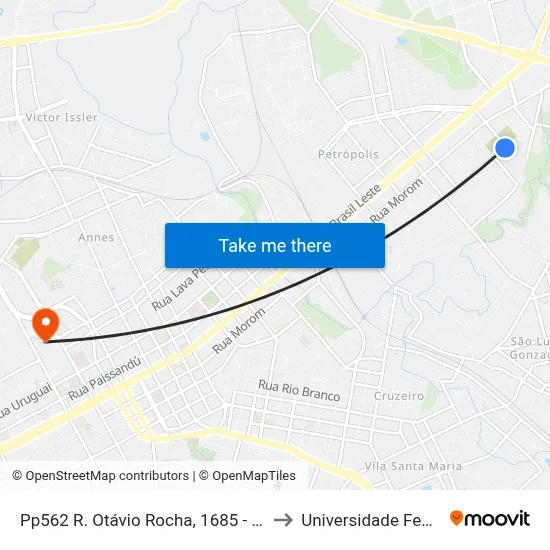 Pp562 R. Otávio Rocha, 1685 - Vila Petropolis(Armazem Pinheiro) to Universidade Federal Da Fronteira Sul map