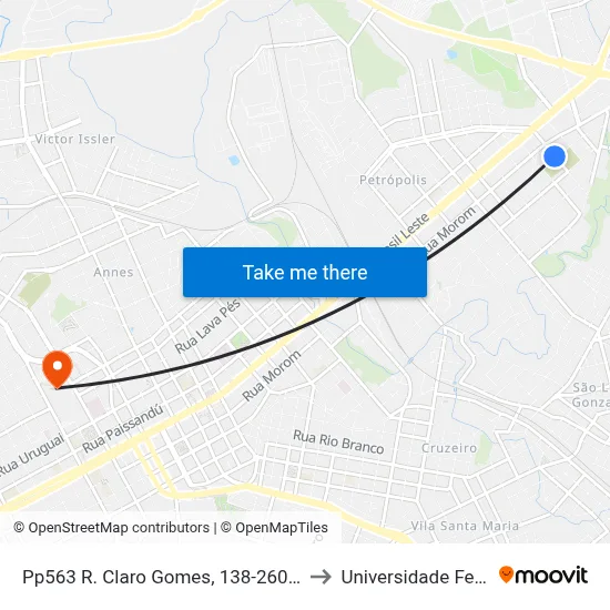 Pp563 R. Claro Gomes, 138-260 - Vila Petropolis(Cemitério Petrópolis) to Universidade Federal Da Fronteira Sul map