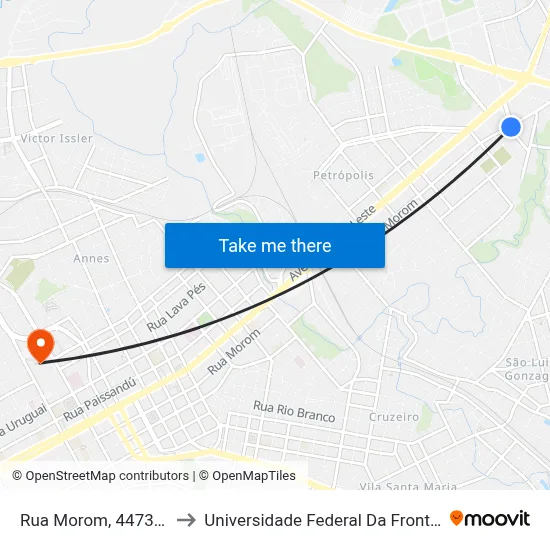 Rua Morom, 4473-4515 to Universidade Federal Da Fronteira Sul map